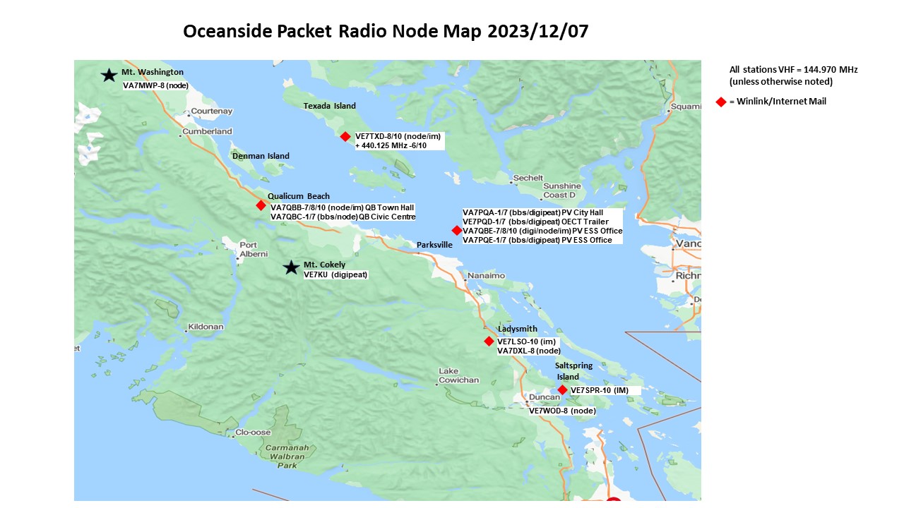 Packeta Map Oceanside Packet Node Map – Mid Island Radio Association